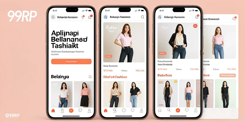 Antarmuka aplikasi 99RP dengan pilihan fashion yang beragam.