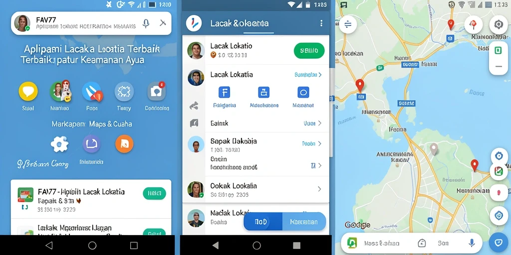Antarmuka FAV77 menampilkan peta dengan lokasi yang akurat dan notifikasi.