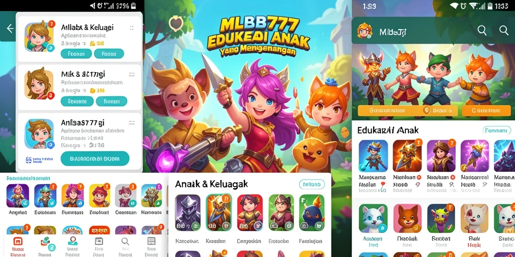 Tampilan antarmuka aplikasi Edukasi Anak MLBB777 yang interaktif.