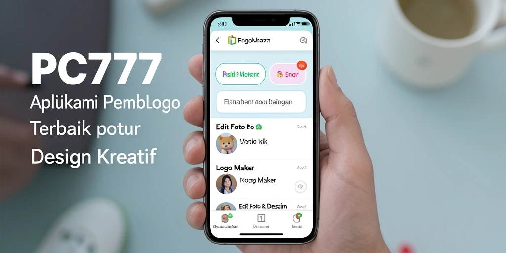 Tampilan antarmuka PC777 untuk pembuatan logo yang menarik.