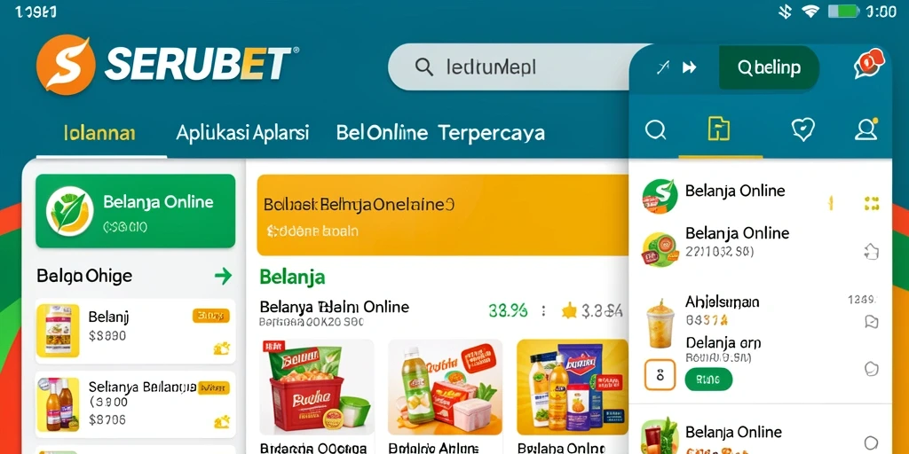 Tampilan antarmuka utama aplikasi SERUBET untuk belanja online.